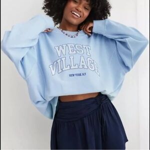 aerie Light Blue 'West Village' Cropped Sweatshirt